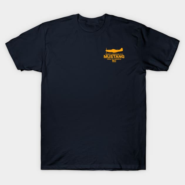 North American P-51 Mustang (Small logo) T-Shirt by Tailgunnerstudios